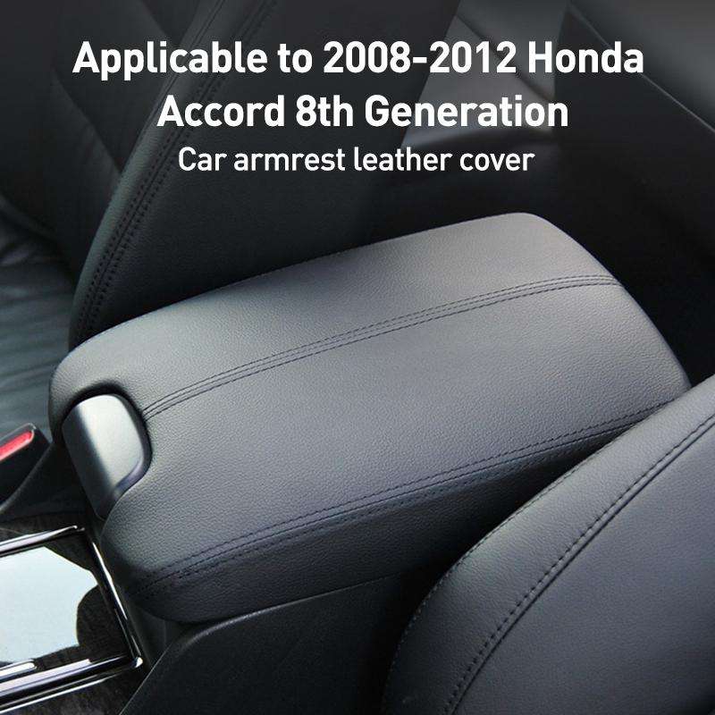 Car Central Armrest Box Protective Leather Cover for Honda Accord 8th Generation(Black)