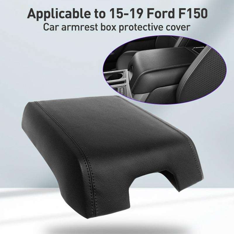 Car Central Armrest Box Protective Leather Cover Mat for Ford F150 2015-2020(Grey)