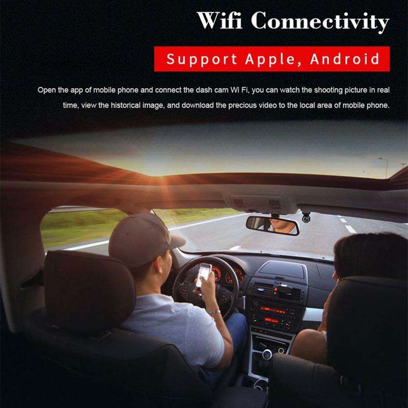 USB WiFi HD Night Vision Hidden Car Driving Recorder(Black)
