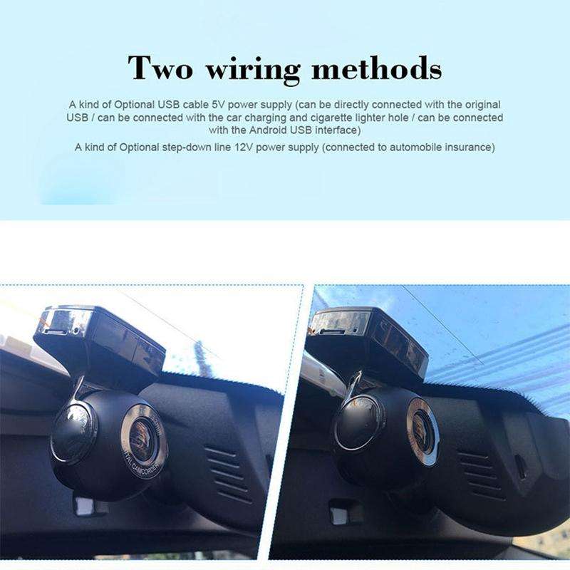 USB WiFi HD Night Vision Hidden Car Driving Recorder(Black)