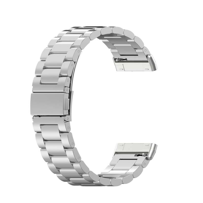 For Fitbit Versa 4 / 3 / Sense / Sense 2 Tri-beads Flat Buckle Titanium Alloy Watch Band(Silver)