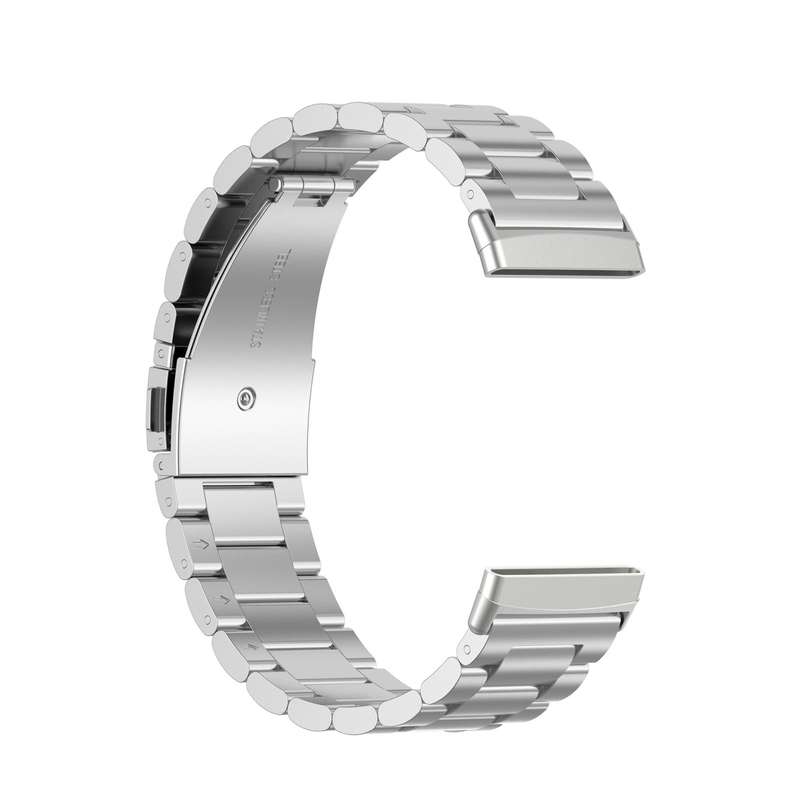 For Fitbit Versa 4 / 3 / Sense / Sense 2 Tri-beads Flat Buckle Titanium Alloy Watch Band(Silver)