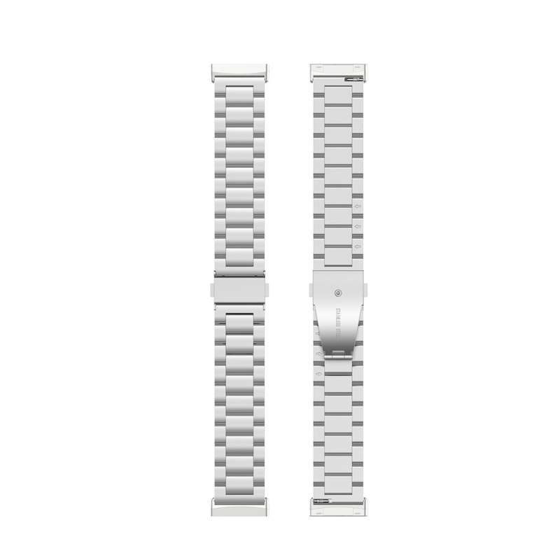 For Fitbit Versa 4 / 3 / Sense / Sense 2 Tri-beads Flat Buckle Titanium Alloy Watch Band(Silver)