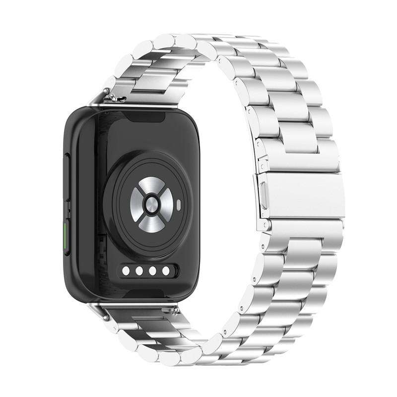 For OPPO Watch 2 42mm Tri-beads Flat Buckle Titanium Alloy Watch Band(Silver)