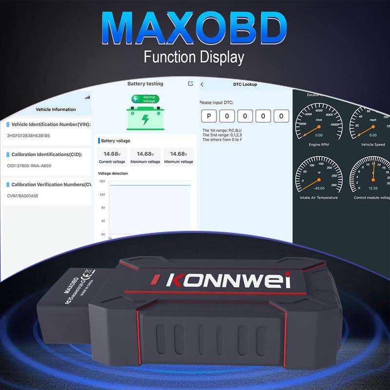 KONNWEI MAXOBD Full Car System Scanner OBD2 Diagnostic Tool Code Read(Black)