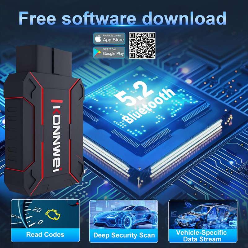 KONNWEI MAXOBD Full Car System Scanner OBD2 Diagnostic Tool Code Read(Black)