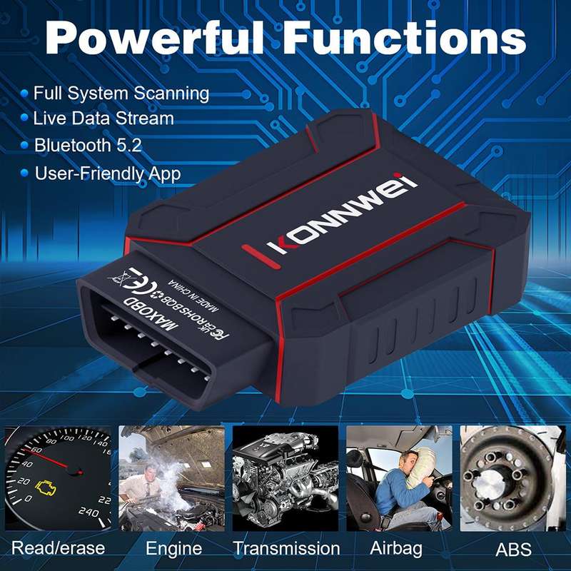 KONNWEI MAXOBD Full Car System Scanner OBD2 Diagnostic Tool Code Read(Black)
