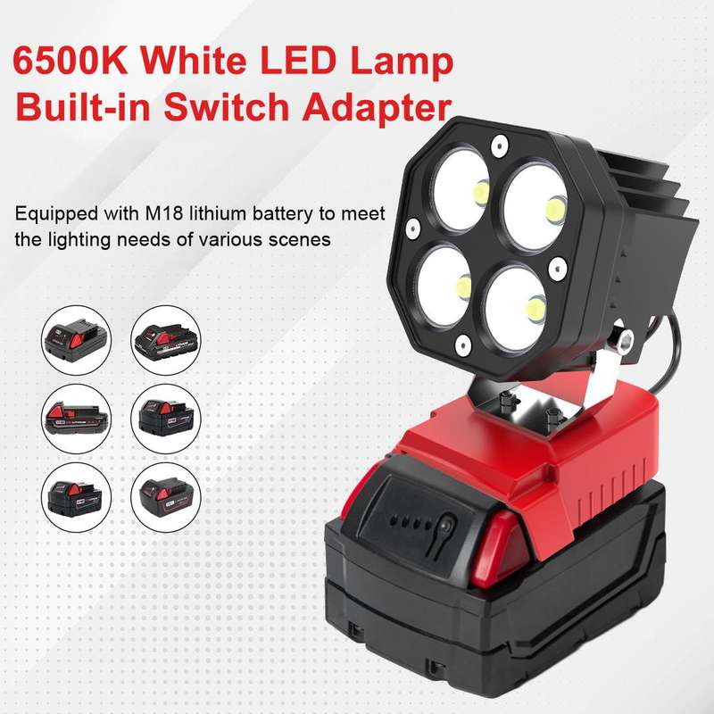 For Milwaukee M18 Series Lithium Battery 6500K 6000LM 40W Portable Outdoor LED Work Light(Red)