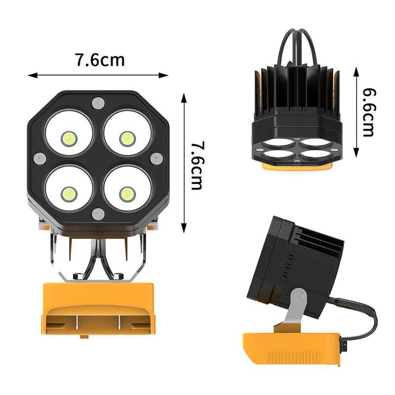 For DeWALT DCB Series 18V / 20V Lithium Battery 6500K 6000LM 40W Portable Outdoor LED Work Light(Yel