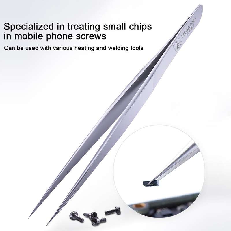 MEGA-IEDA High Hard Non-magnetic Stainless Steel Repair Tweezers, Model:Short Tip