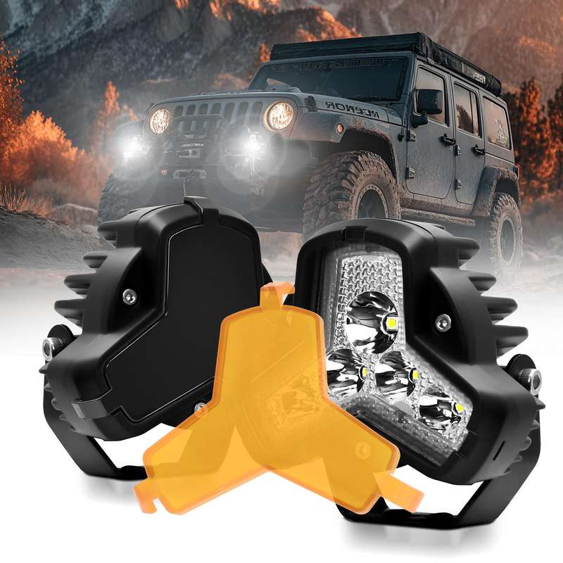 2pcs/Pack Car 80W High-power Matrix Triangle Cannon Work Light with Cable Set(Black)