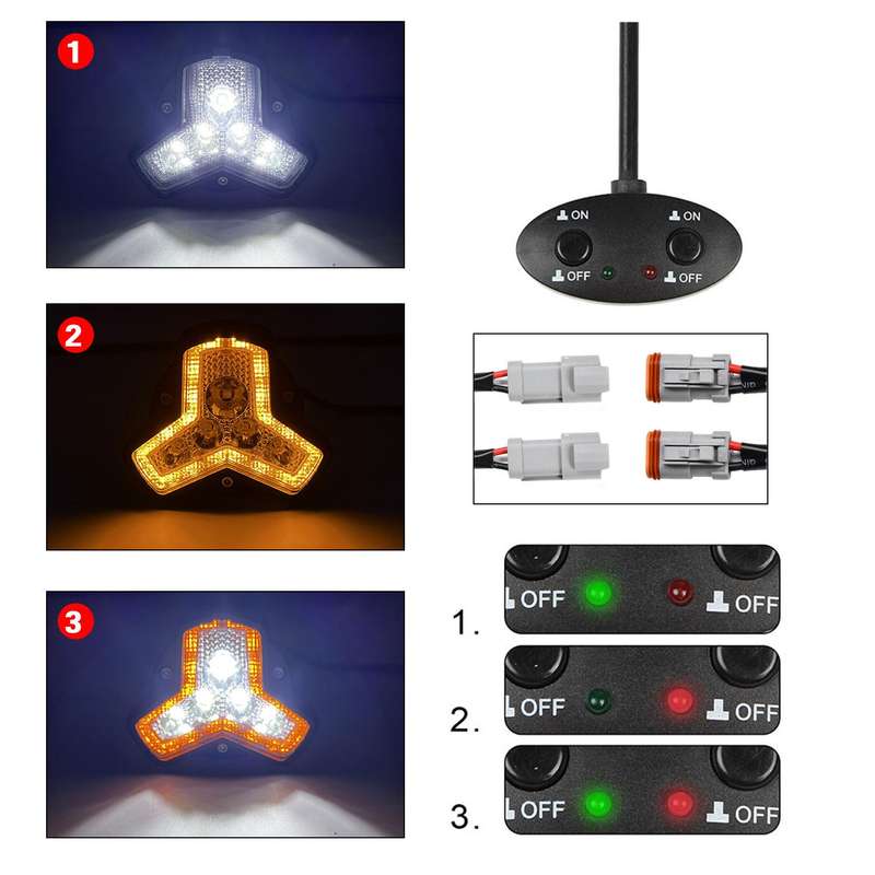 2pcs/Pack Car 80W High-power Matrix Triangle Cannon Work Light with Cable Set(Black)