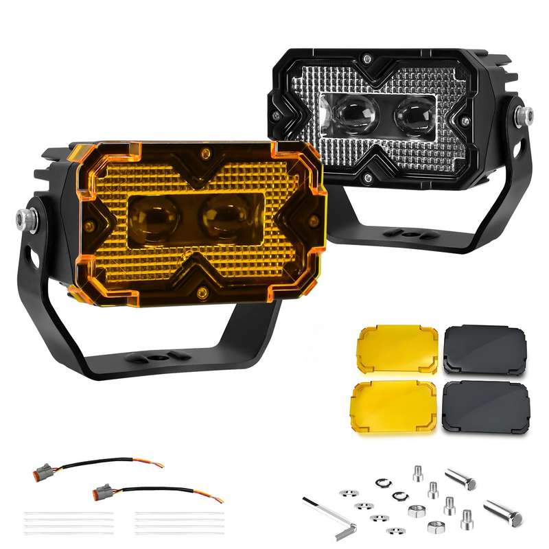2pcs/Pack Car 70W High-power Matrix Eyes Work Light with Cable Set(Black)