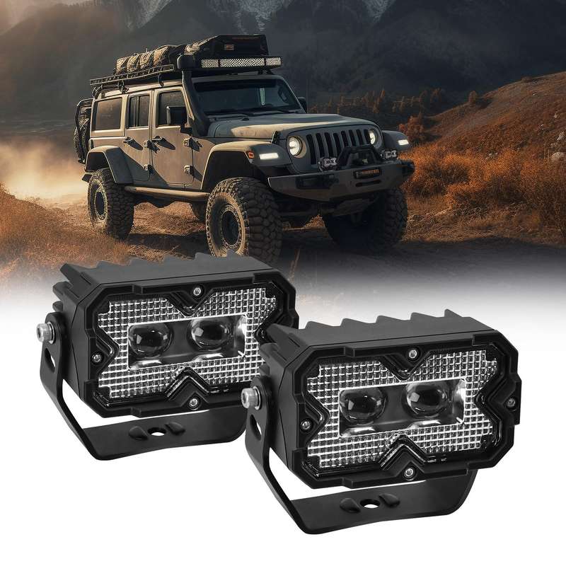2pcs/Pack Car 70W High-power Matrix Eyes Work Light with Cable Set(Black)