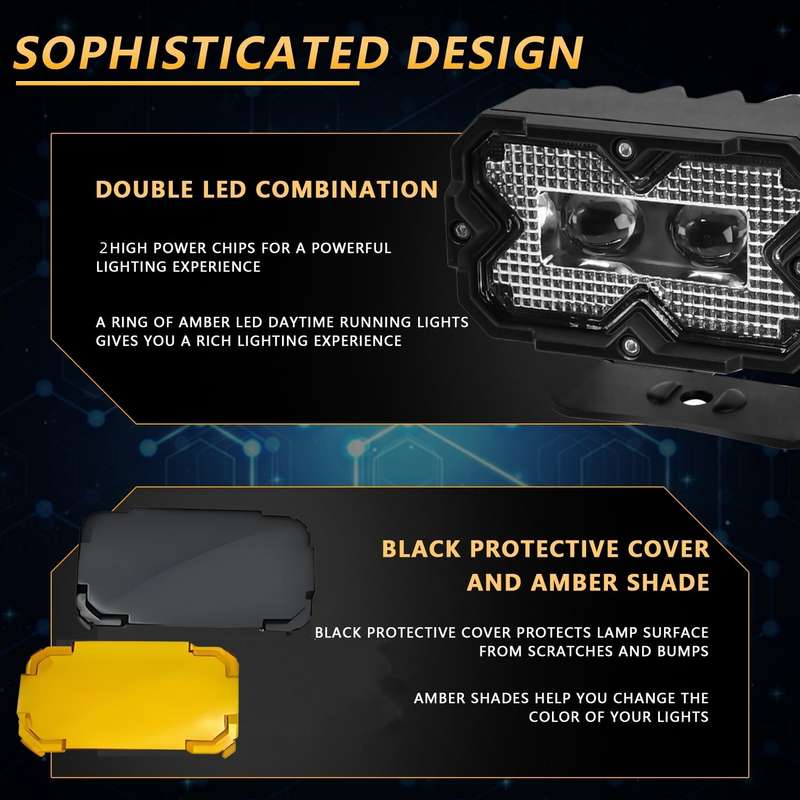 2pcs/Pack Car 70W High-power Matrix Eyes Work Light with Cable Set(Black)
