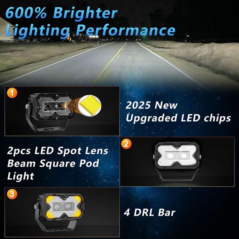 2pcs/Pack Car 70W High-power Matrix Eyes Work Light with Cable Set(Black)