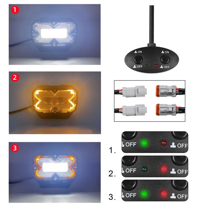 2pcs/Pack Car 70W High-power Matrix Eyes Work Light with Cable Set(Black)