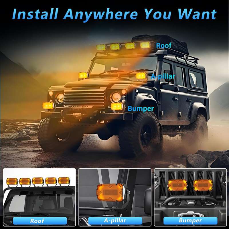 2pcs/Pack Car 70W High-power Matrix Eyes Work Light with Cable Set(Black)