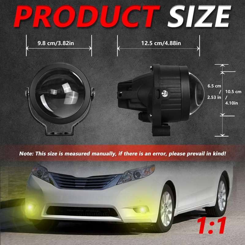 T10 2pcs/Pack 55W 3 inch High Power Dual Lens Fog Light, Universal Double Holder