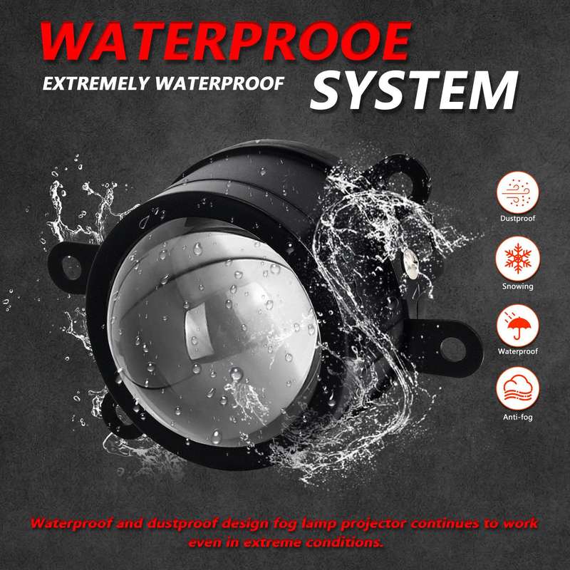 T10 2pcs/Pack 55W 3 inch High Power Dual Lens Fog Light, Universal Double Holder