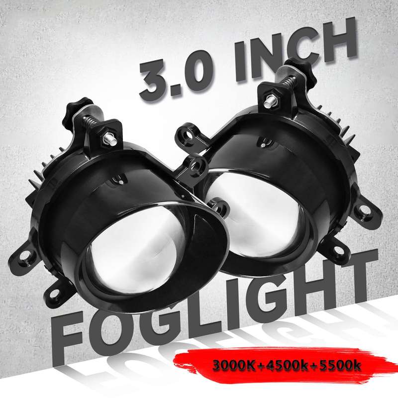 T12 2pcs/Pack 55W 3 inch High Power Dual Lens Fog Light Oblique Style for Toyota, Left Driver