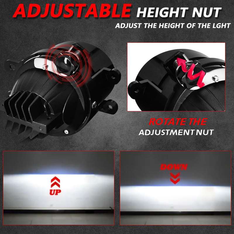 T12 2pcs/Pack 55W 3 inch High Power Dual Lens Fog Light Oblique Style for Toyota, Left Driver