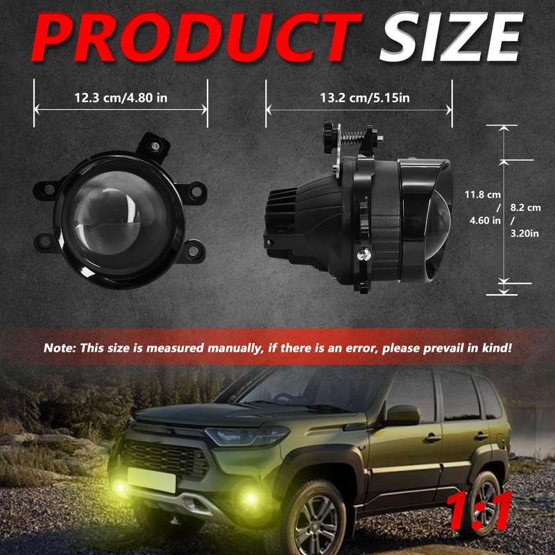 T12 2pcs/Pack 55W 3 inch High Power Dual Lens Fog Light Oblique Style for Toyota, Left Driver