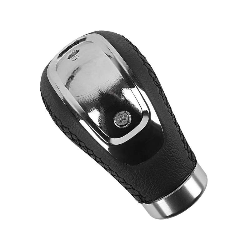 Car Manual Gear Lever Knob Leather Gear Shift Knob, with Hole(Black Red)