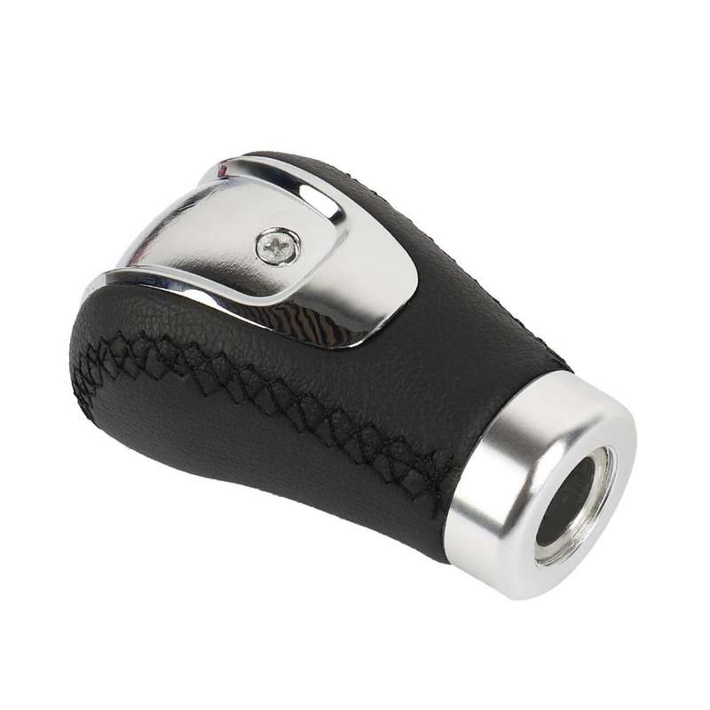 Car Manual Gear Lever Knob Leather Gear Shift Knob, with Hole(Black Red)