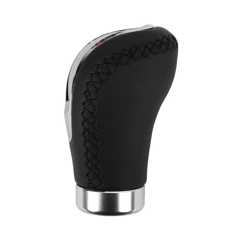 Car Manual Gear Lever Knob Leather Gear Shift Knob, with Hole(Black Red)