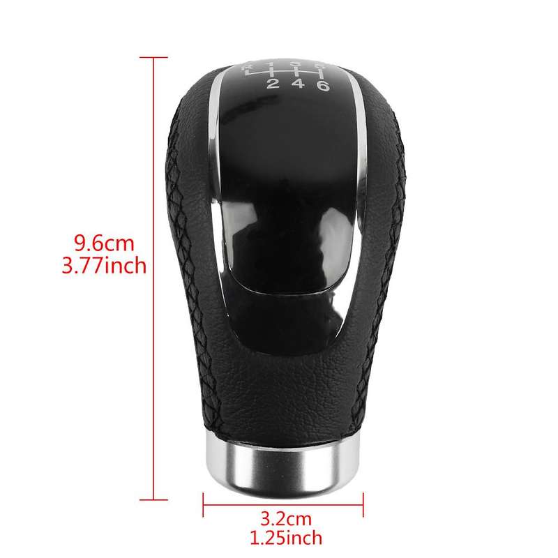 Car Manual Gear Lever Knob Leather Gear Shift Knob, with Hole(Black Red)