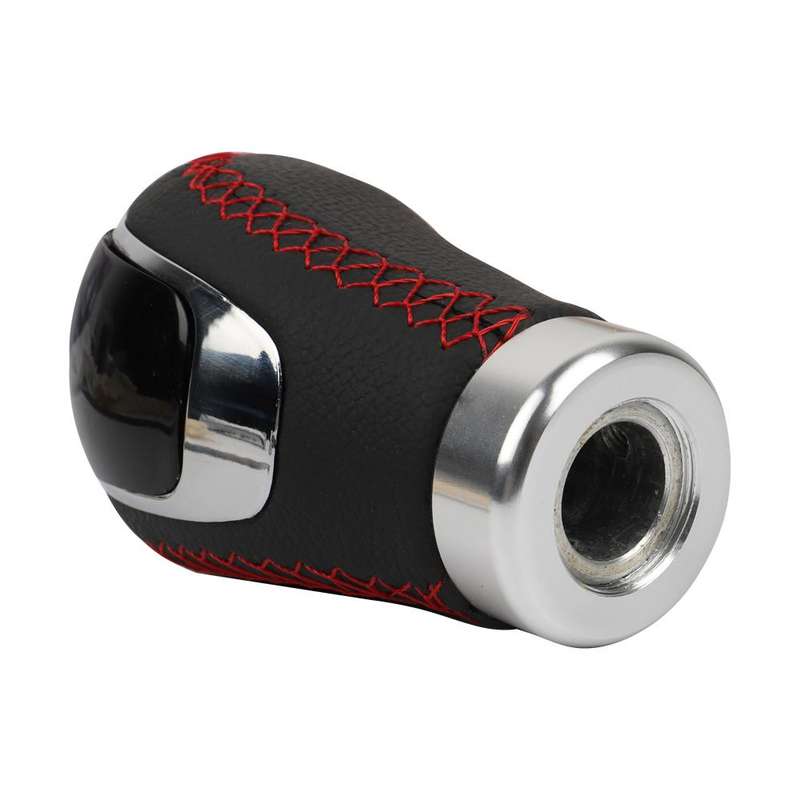 Car Manual Gear Lever Knob Leather Gear Shift Knob, with Hole(Black Red)