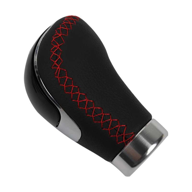 Car Manual Gear Lever Knob Leather Gear Shift Knob, with Hole(Black Red)