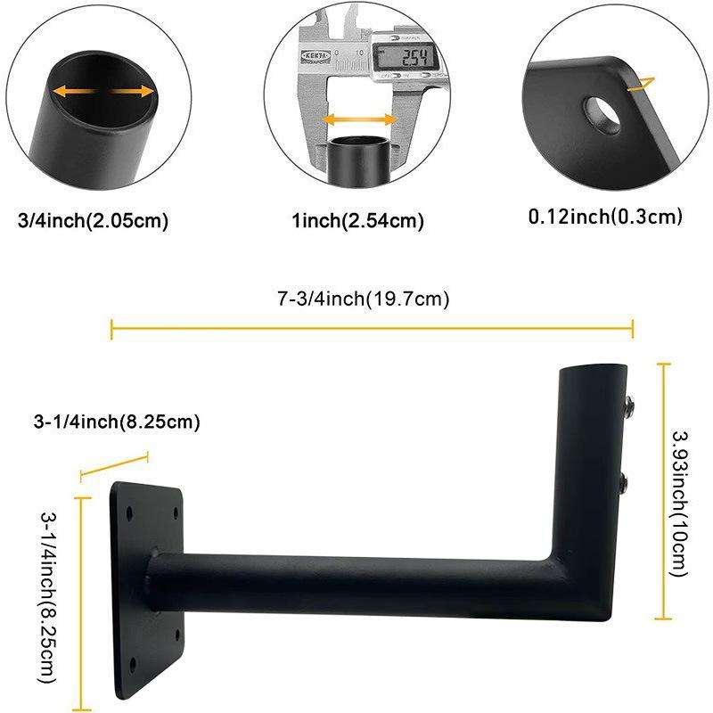 Eaves Weather Vane L-shaped Bracket Outdoor TV Antenna Mounting Stand(Black)