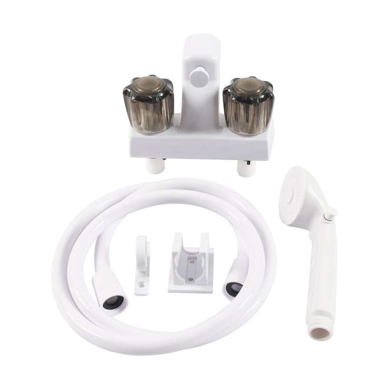 RV Tub and Shower Diverter Faucet Set, with Handheld Shower Head and Hose(White)