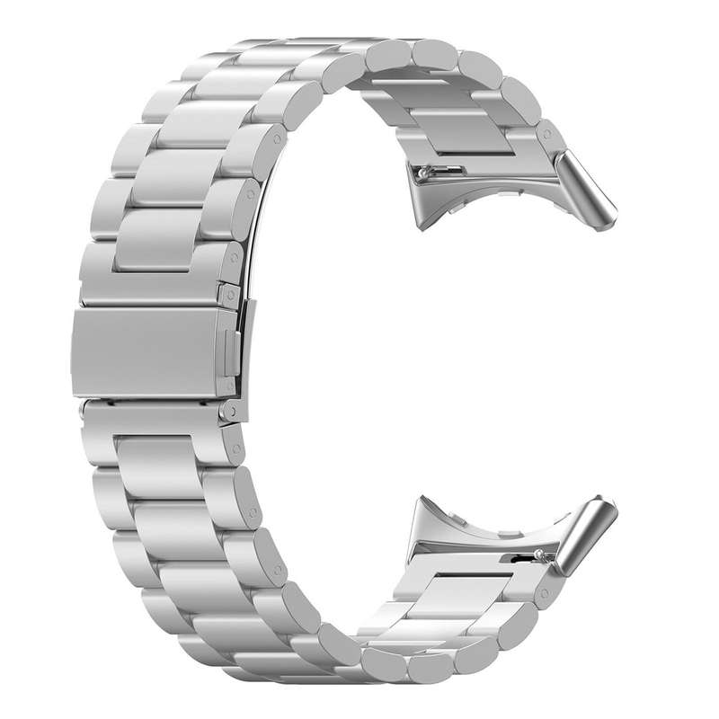 For Google Pixel Watch 3 45mm Tri-beads Flat Buckle Titanium Alloy Watch Band(Silver)