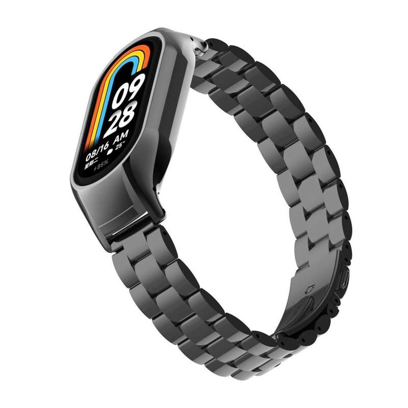 For Xiaomi Band 9 / 8 Tri-beads Flat Buckle Titanium Alloy Watch Band(Silver)