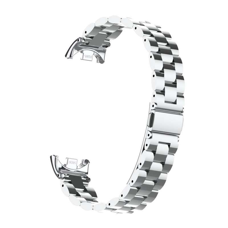For Xiaomi Band 9 / 8 Tri-beads Flat Buckle Titanium Alloy Watch Band(Silver)