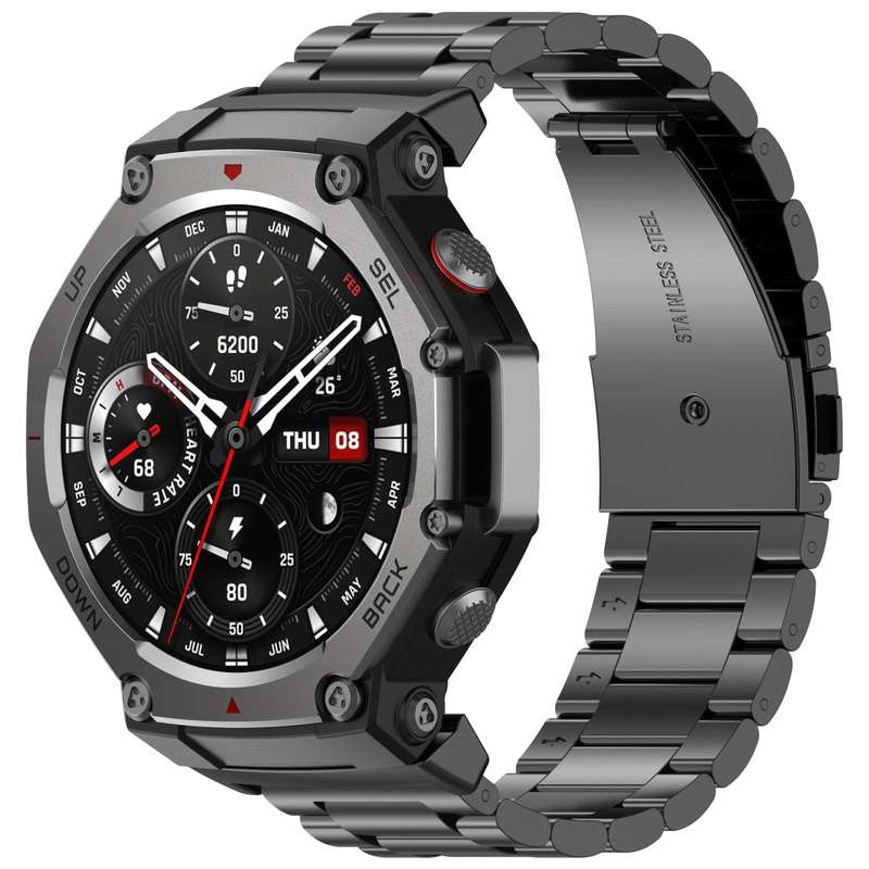 For Huami Amazfit T-REX 3 A2322 Tri-beads Flat Buckle Titanium Alloy Watch Band(Silver)