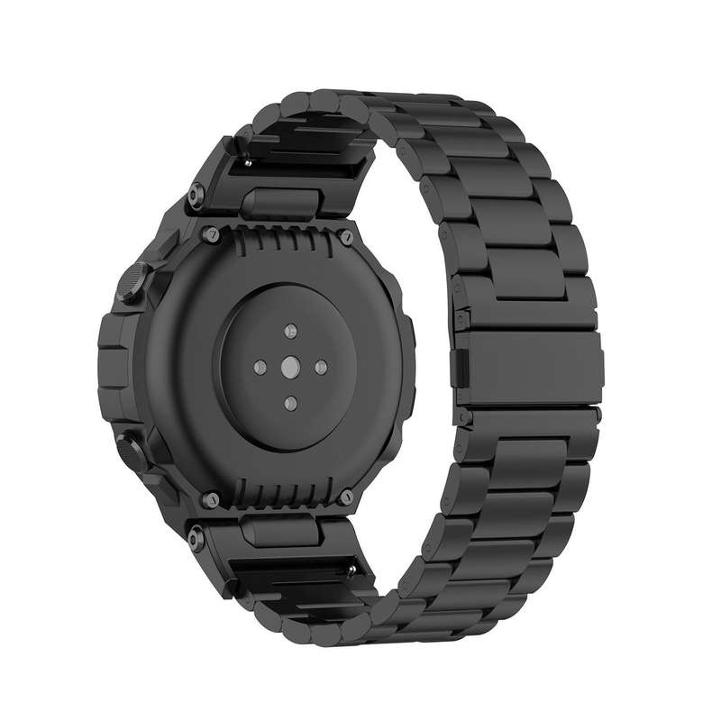 For Huami Amazfit T-Rex Pro A1918 Tri-beads Flat Buckle Titanium Alloy Watch Band(Silver)