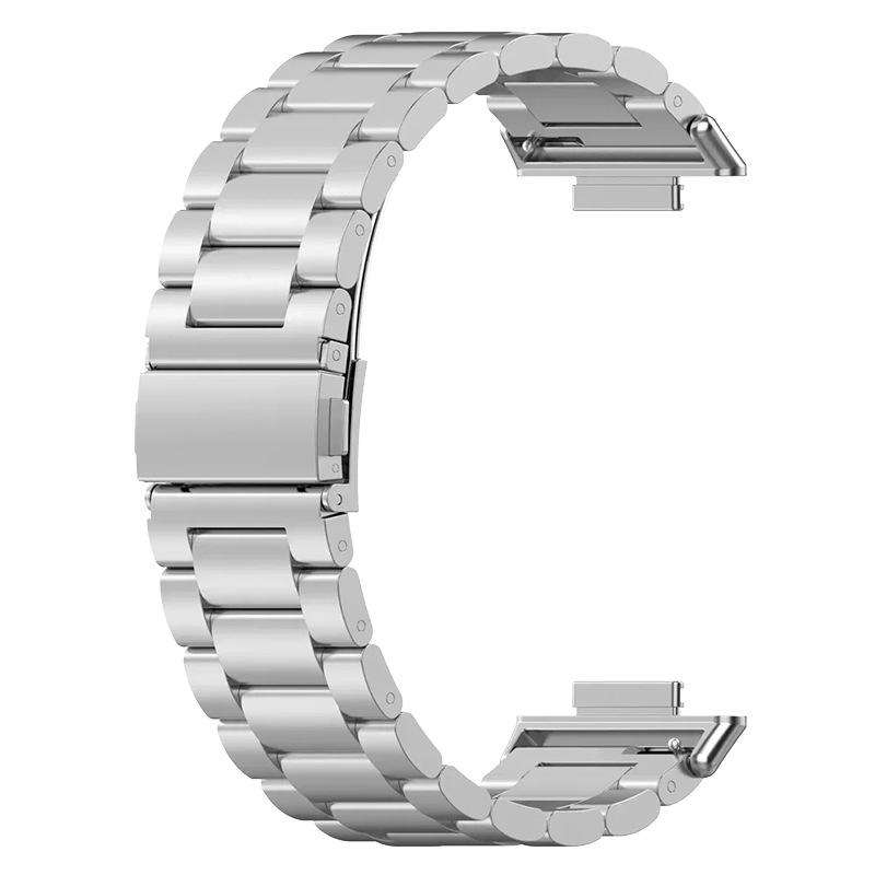 For Huawei Watch Fit 4 / 4 Pro / 3 Tri-beads Flat Buckle Titanium Alloy Watch Band(Silver)