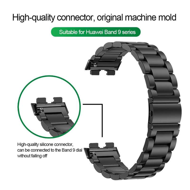 For Huawei Band 10 / 9 / 8 Tri-beads Flat Buckle Titanium Alloy Watch Band(Silver)