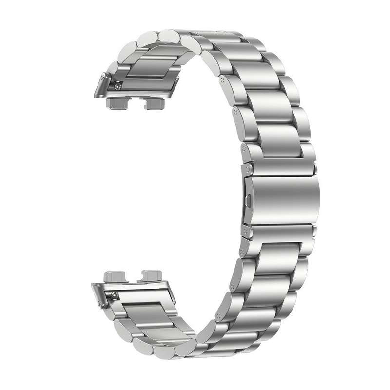 For Huawei Band 10 / 9 / 8 Tri-beads Flat Buckle Titanium Alloy Watch Band(Silver)