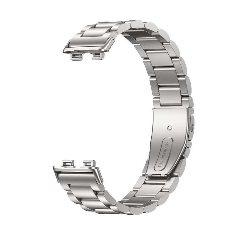 For Huawei Band 10 / 9 / 8 Tri-beads Flat Buckle Titanium Alloy Watch Band(Silver)