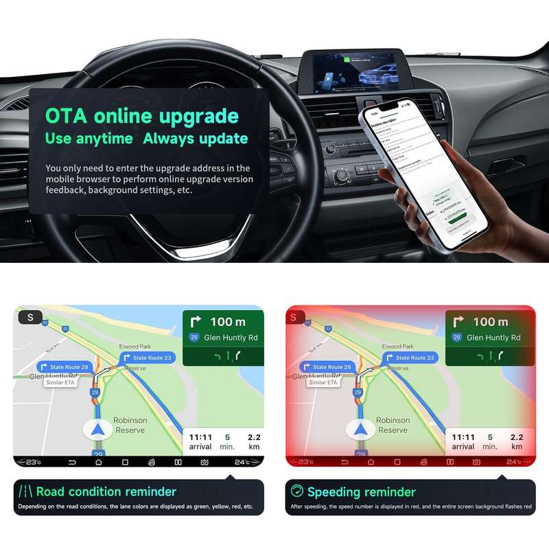 2 in 1 Car CarPlay and Android Auto Wired to Wireless Smart Box Adapter Mini USB Converter(Black)