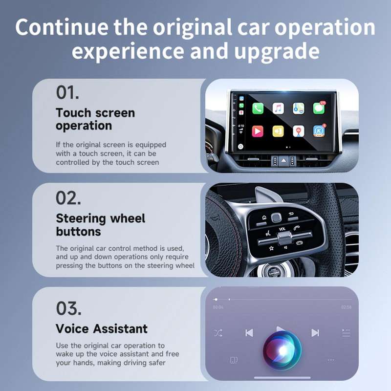 2 in 1 Car CarPlay and Android Auto Wired to Wireless Smart Box Adapter Mini USB Converter(Black)