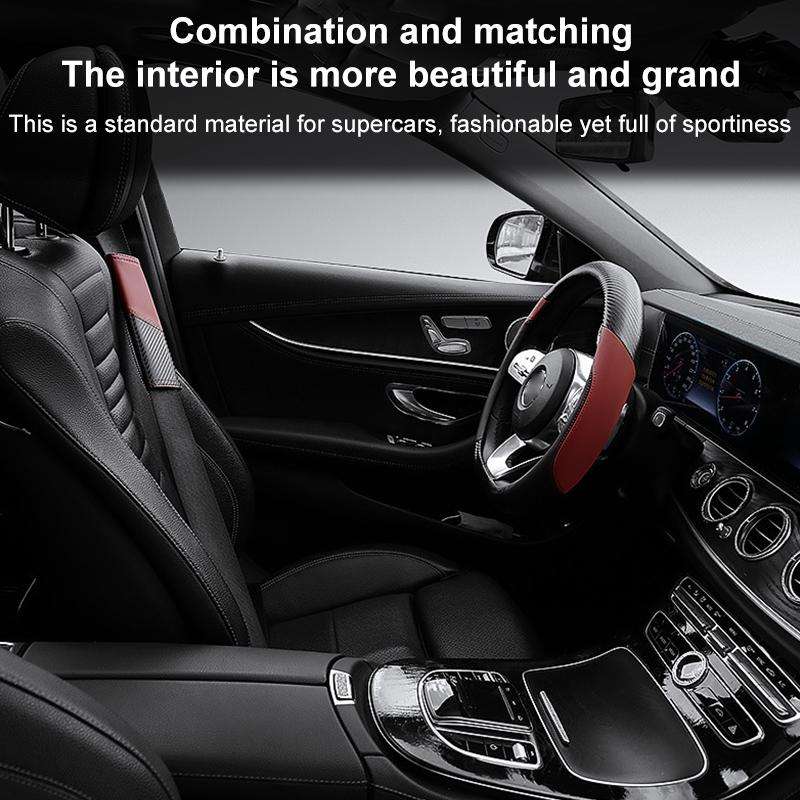 Car Leather Carbon Fiber Stitching Seat Belt Shoulder Guard(Brown)