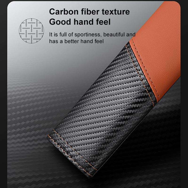 Car Leather Carbon Fiber Stitching Seat Belt Shoulder Guard(Brown)