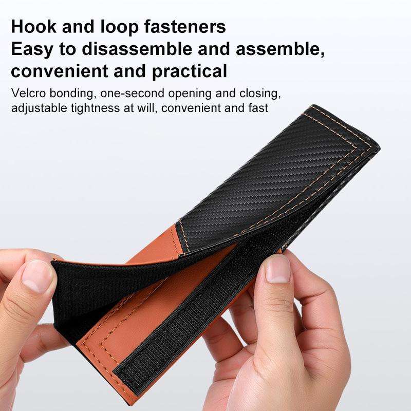 Car Leather Carbon Fiber Stitching Seat Belt Shoulder Guard(Brown)