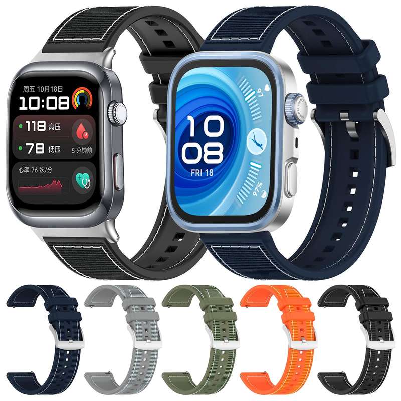 For Huawei Watch D2 22mm xDfind Hybrid Nylon Braid Silicone Watch Band(Midnight Blue)